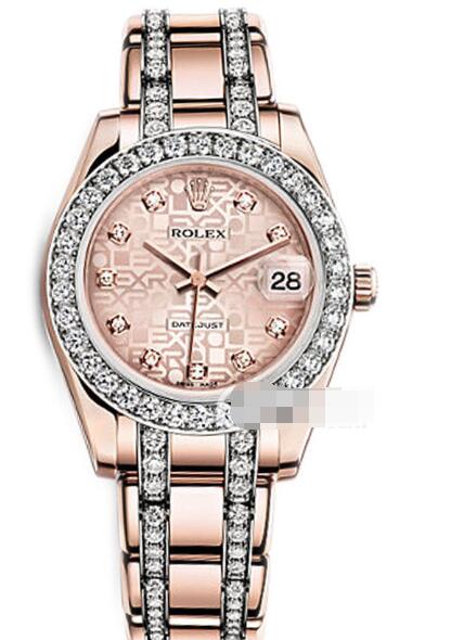 ロレックスコピーPEARLMASTERシリーズ81285ピンクの腕時計